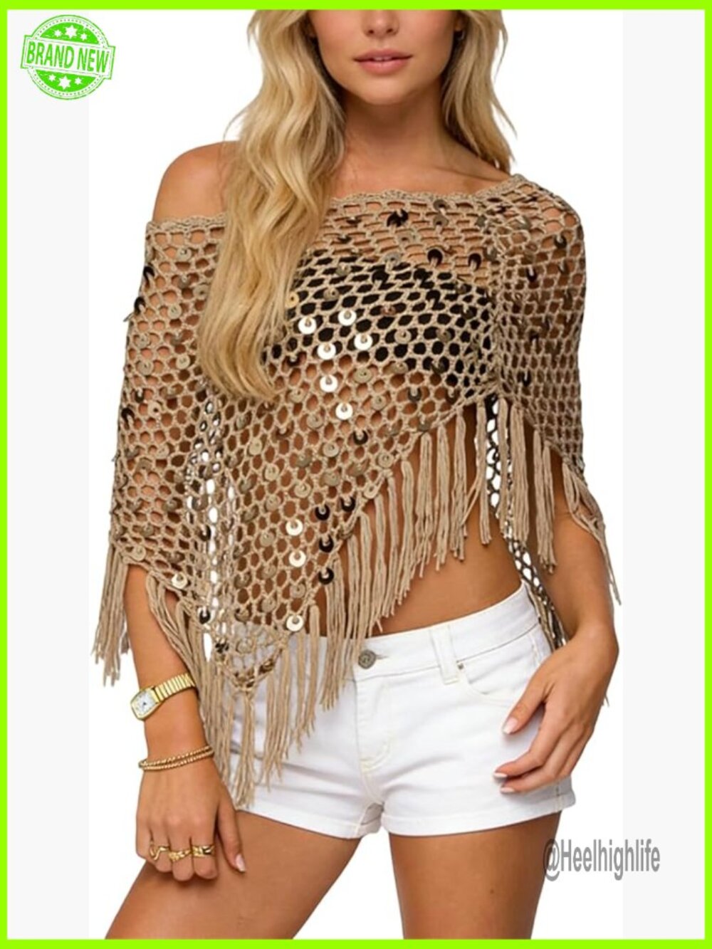 Sheer Crochet Knit Poncho Tassels Shrug Bolero Cover Up Pullover Shawl